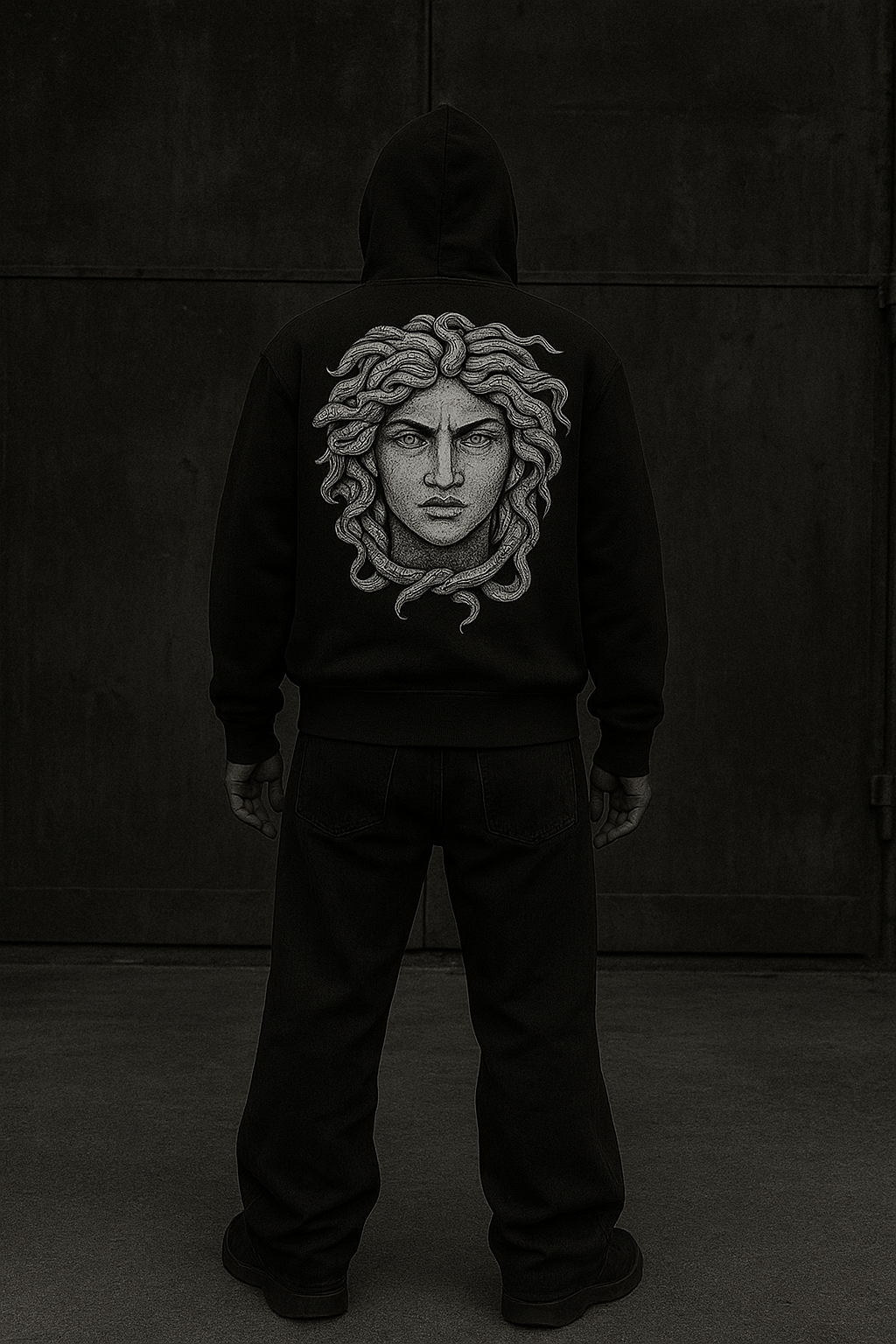 Medusa Graphic Hoodie – Heavyweight Oversized Black Hoodie for Men & Women