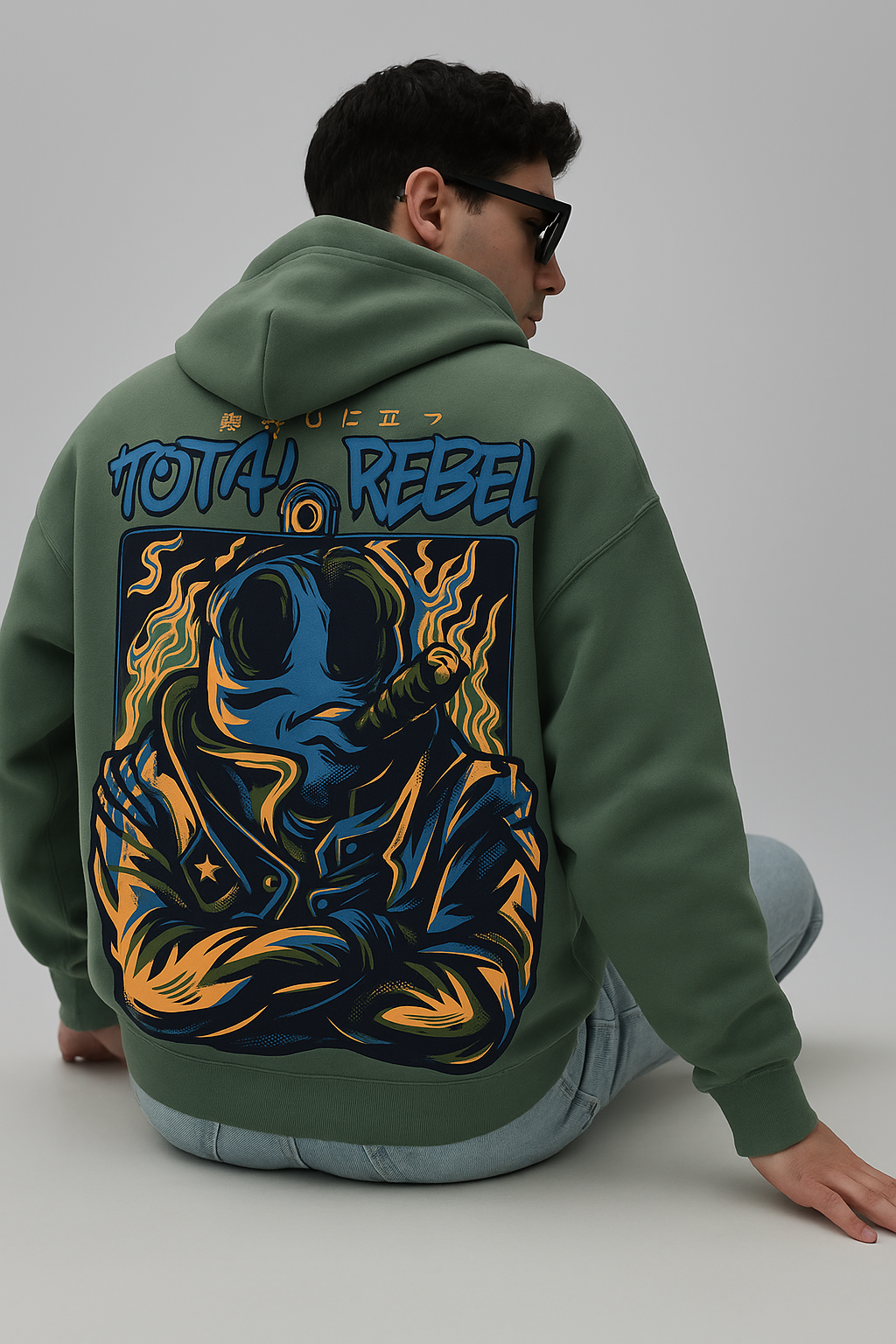 Oversized sage green colour Hoodie | Gym Layers