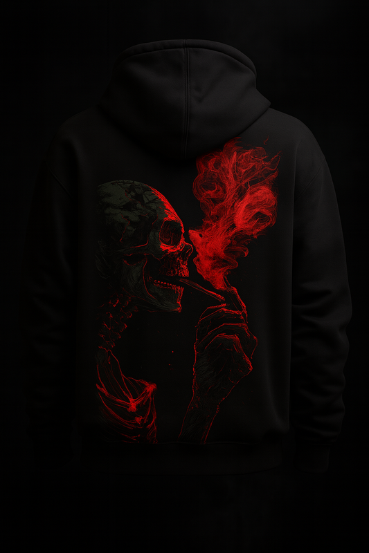 Crimson Skull Drift Oversized Hoodie \ Gym Layers