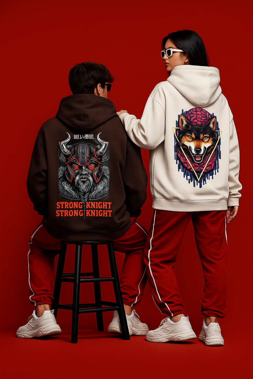 “Urban Wolf Oversized Hoodie – Off-White”