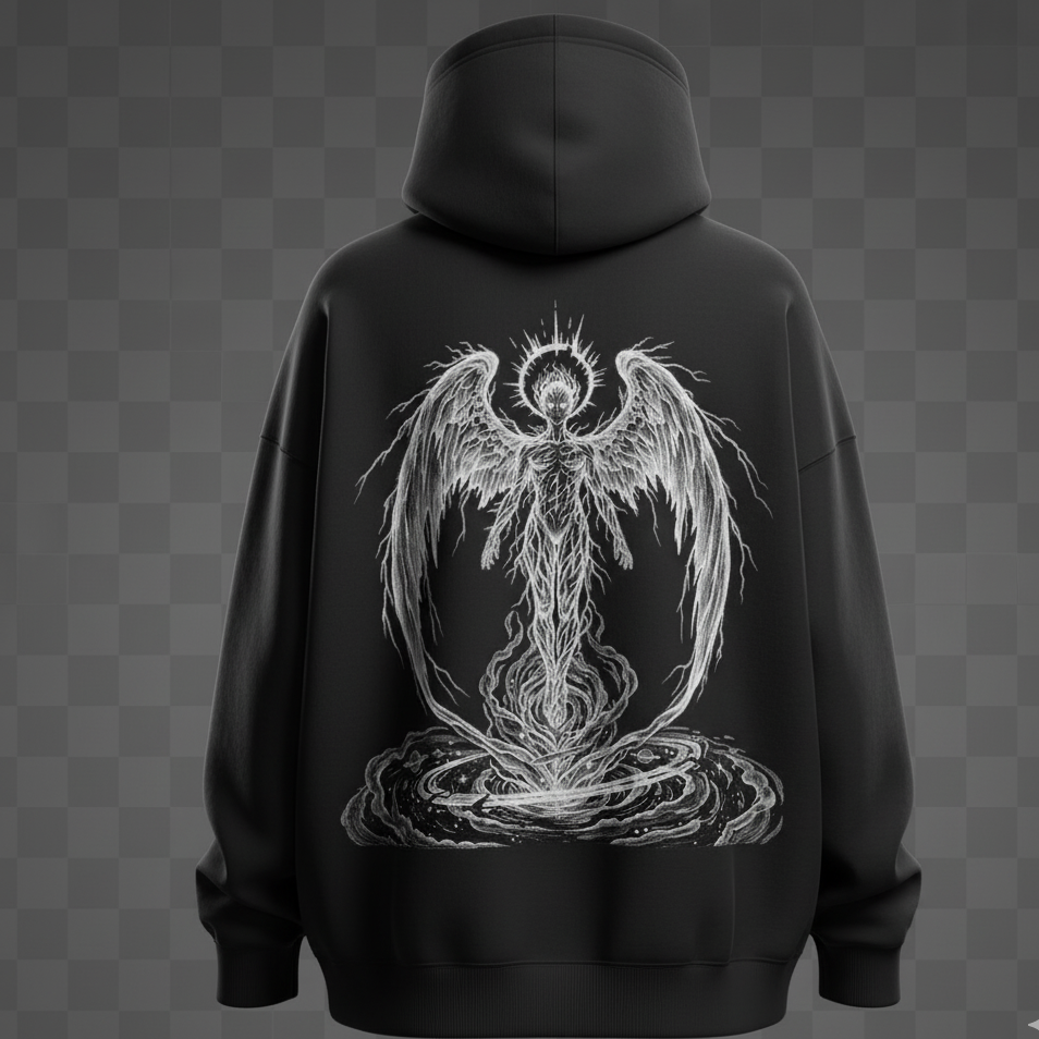 The Ascended Being Hoodie | Seraphim Risen: Oversized Streetwear Graphic Hoodie