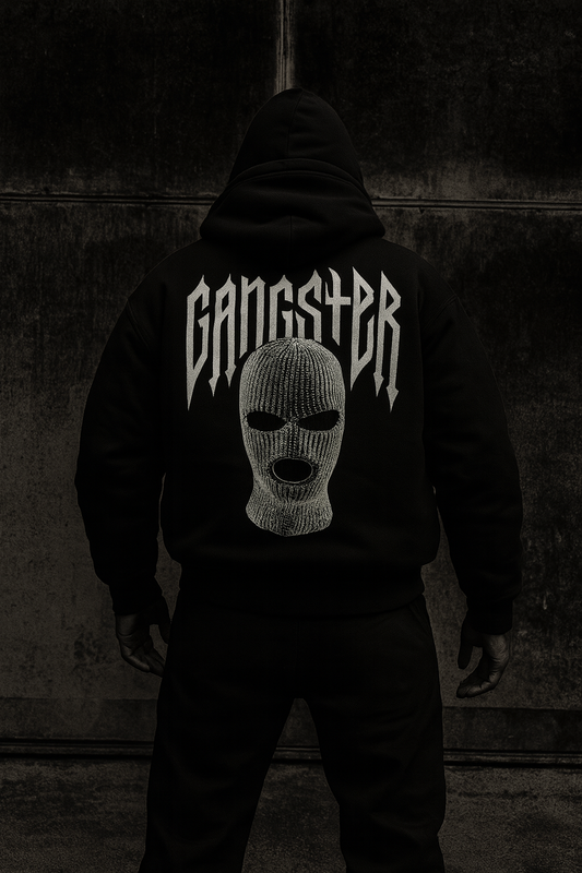 GymLayers Oversized Hoodie – “Gangster” Typography & Balaclava Artwork