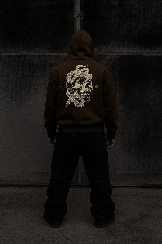 GymLayers Oversized Hoodie – Skull & Snake Back Illustration