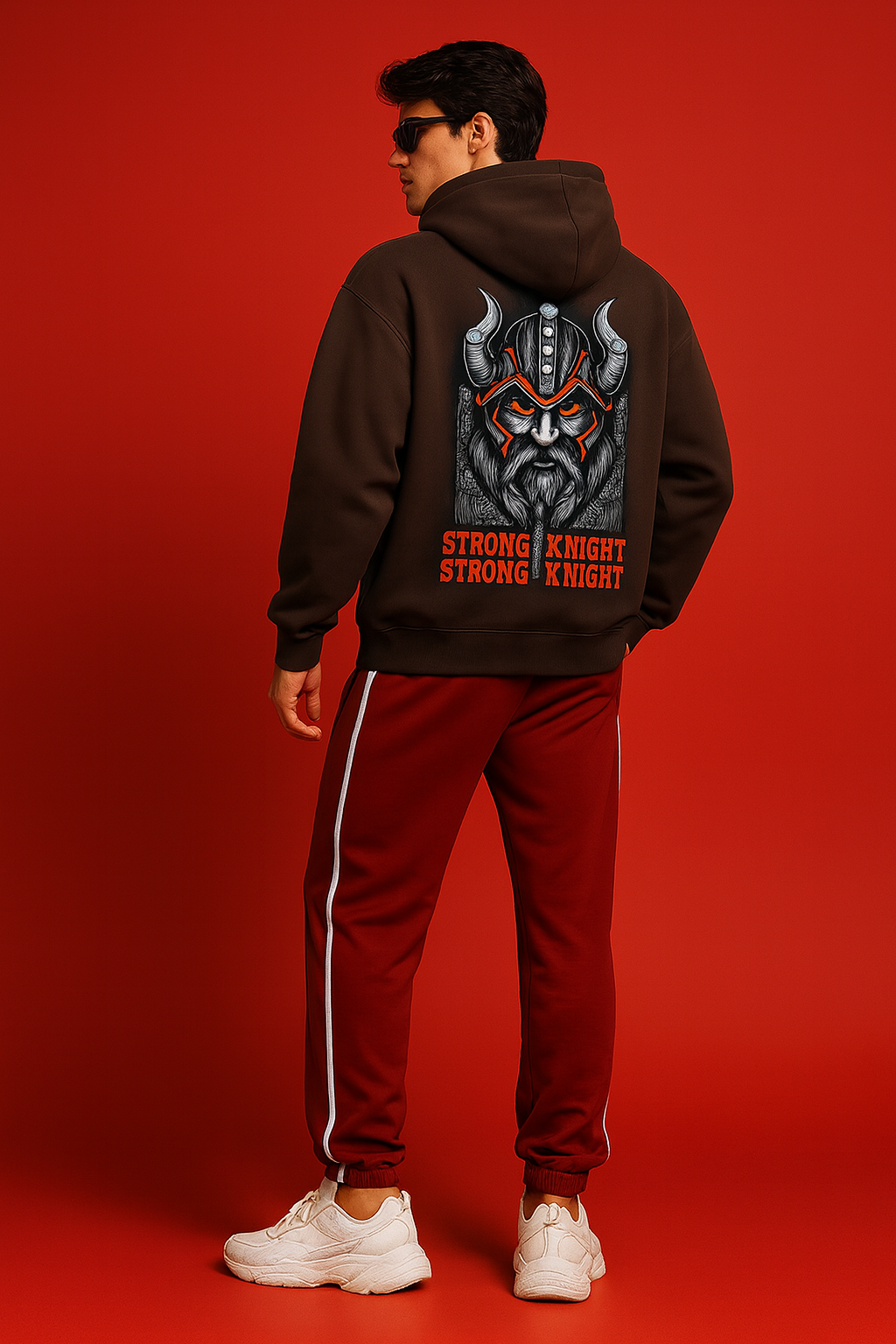 Brown Strong Knight Oversized Hoodie