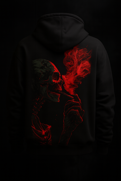 Crimson Skull Drift Oversized Hoodie \ Gym Layers