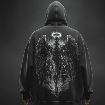 The Archangel Conduit Hoodie | Stormbearer Oversized Black Graphic Sweatshirt