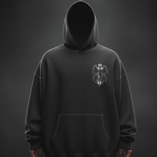 The Archangel Conduit Hoodie | Stormbearer Oversized Black Graphic Sweatshirt