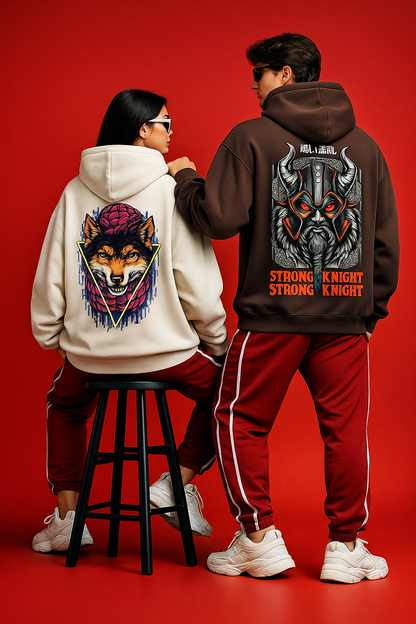 Brown Strong Knight Oversized Hoodie
