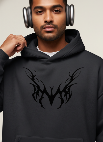 Reaper Wing Oversized Pullover | Cyber Sigilism Graphic Hoodie